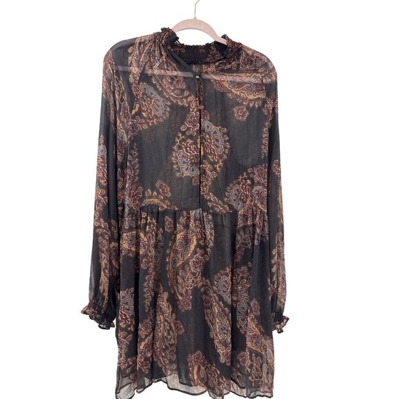 Free People Dresses & Skirts - Free People Women's Forget Me Not Sheer Short Paisley Dress Size Large Bohemian